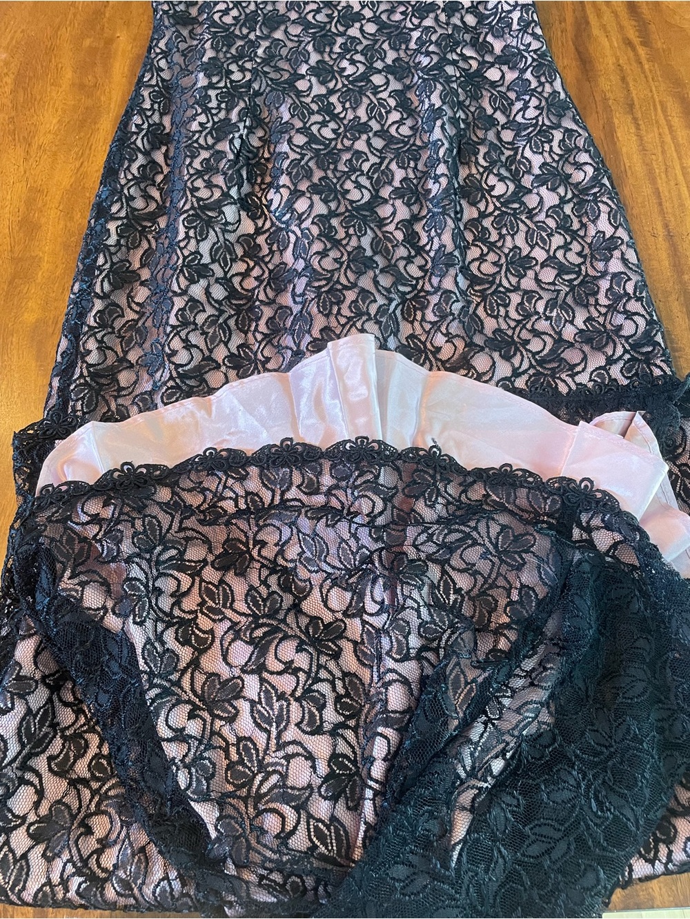 VTG Jessica McClintock Black Lace Cheongsam Gown Pink Lined Maxi Dress 10 USA - Picture 14 of 14